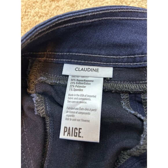 Paige Claudine Women's 25 Bootcut Dark Wash Cropped Jeans Stretch Front Slit - Picture 10 of 12